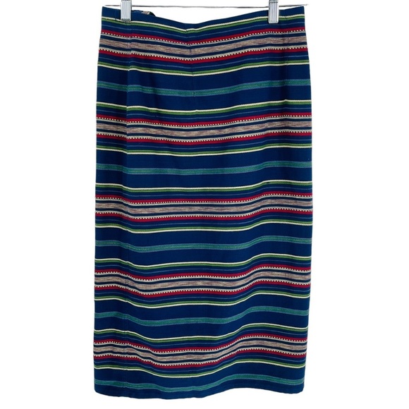 Liz Wear Vintage Striped Cotton Button Velcro Closure Wrap Around Skirt - Sz 10P - Picture 2 of 13